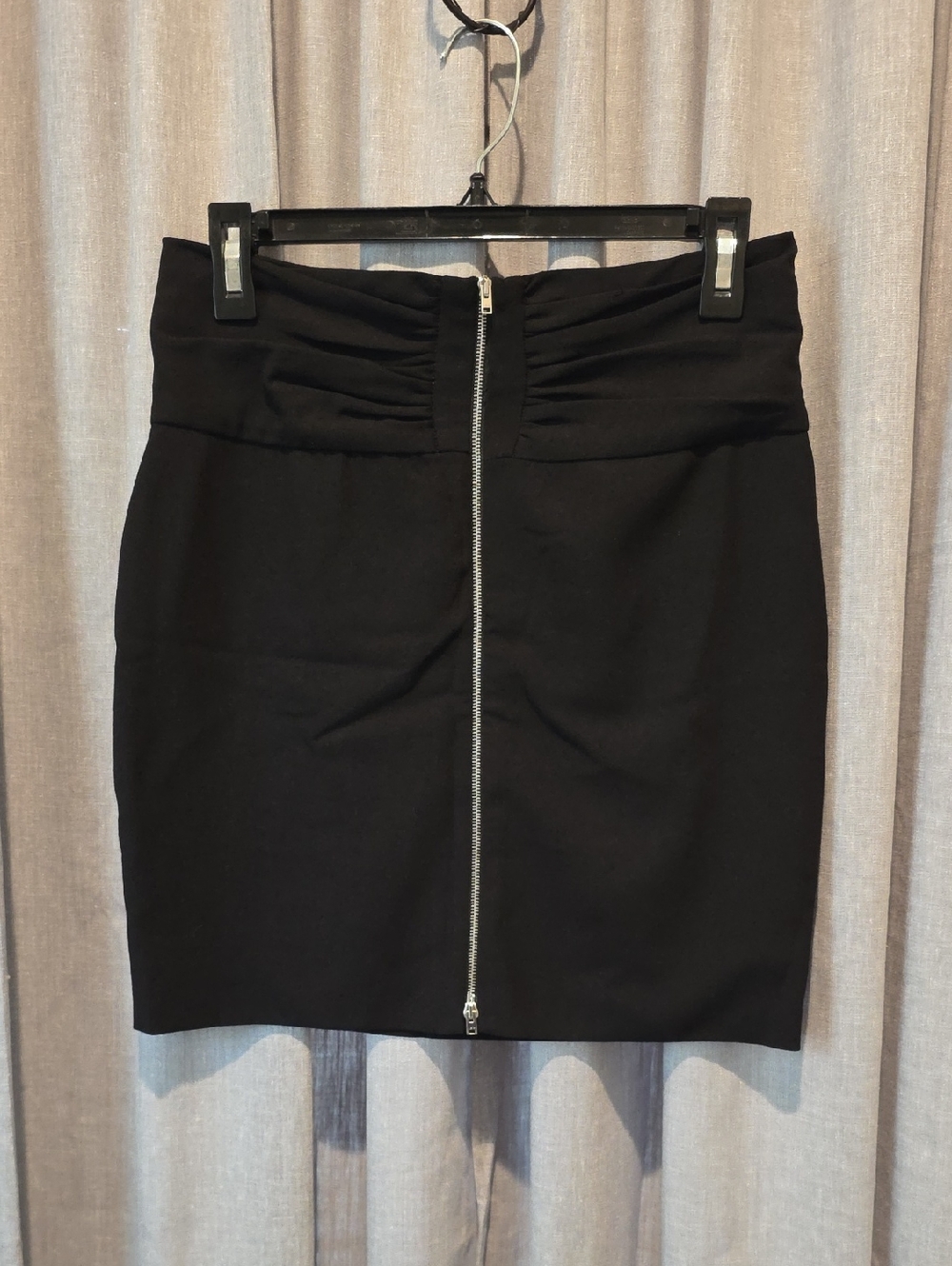 IRO Paris Black Ruched-Waist Pencil Skirt with Dual Front Zip
